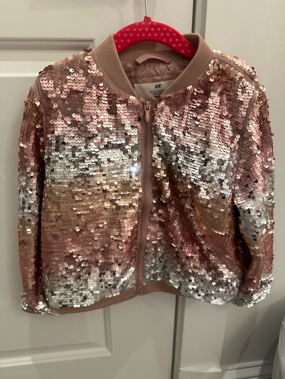 Sequin Ombre Bomber Jacket - Rose Gold Pink & Silver